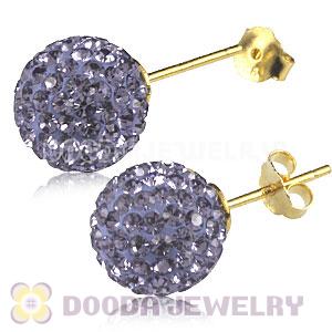 10mm Purple Czech Crystal Ball Sterling Silver Stud Earrings Wholesale