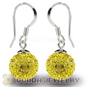 10mm Yellow Czech Crystal Ball Sterling Silver Hook Earrings Wholesale 