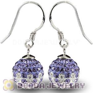 10mm White-Purple Czech Crystal Ball Sterling Silver Hook Earrings Wholesale 
