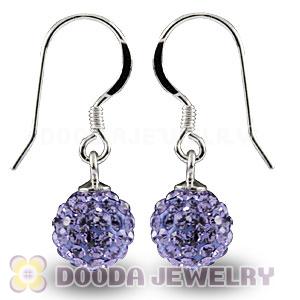 8mm Purple Czech Crystal Ball Sterling Silver Hook Earrings Wholesale