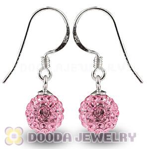 8mm Pink Czech Crystal Ball Sterling Silver Hook Earrings Wholesale