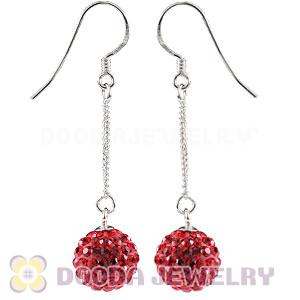 10mm Red Czech Crystal Ball Sterling Silver Dangle Earrings Wholesale 