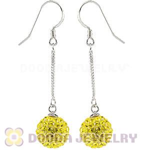 10mm Yellow Czech Crystal Ball Sterling Silver Dangle Earrings Wholesale 