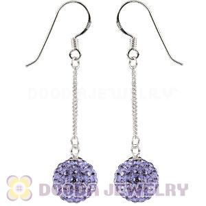 10mm Purple Czech Crystal Ball Sterling Silver Dangle Earrings Wholesale 