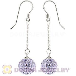 10mm Lavender Czech Crystal Ball Sterling Silver Dangle Earrings Wholesale 