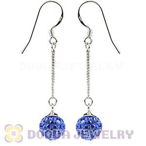8mm Blue Czech Crystal Ball Sterling Silver Dangle Earrings Wholesale 