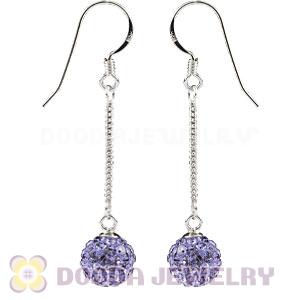 8mm Purple Czech Crystal Ball Sterling Silver Dangle Earrings Wholesale 