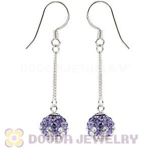 8mm Purple -White Czech Crystal Ball Sterling Silver Dangle Earrings Wholesale 