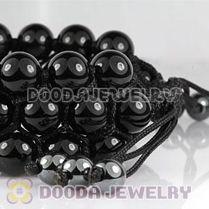 3 Row Black Agate Wrap Bracelet With Hematite Wholesale