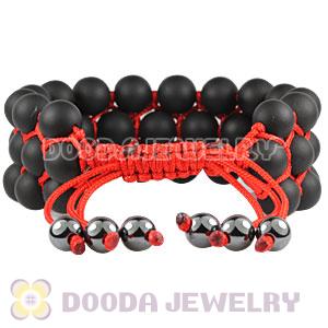 3 Row Black Agate Wrap Bracelet With Hematite Wholesale