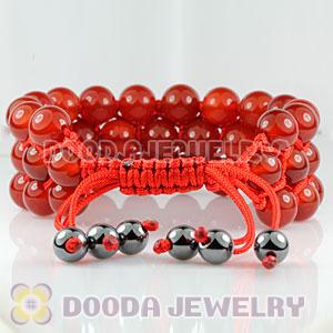 3 Row Red Agate Wrap Bracelet With Hematite Wholesale