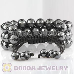 3 Row Black Faceted Hematite Bead Wrap Bracelet Wholesale