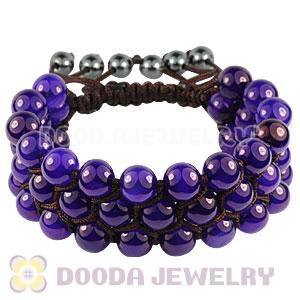 3 Row Purple Agate Wrap Bracelet With Hematite Wholesale