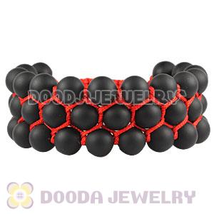 3 Row Black Agate Wrap Bracelet With Hematite Wholesale