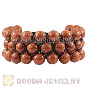 3 Row Golden Stone Bead Wrap Bracelet With Hematite Wholesale