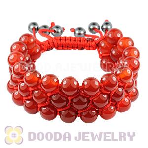 3 Row Red Agate Wrap Bracelet With Hematite Wholesale