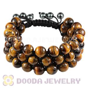 3 Row Tiger Eye Bead Wrap Bracelet With Hematite Wholesale