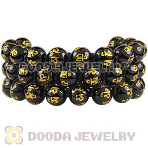 3 Row Black Agate Buddhist Bead Wrap Bracelet Wholesale