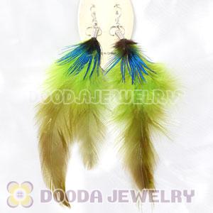 Green Tibetan Jaderic Indianstyles Long Feather Earrings Wholesale