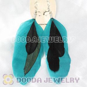 Long Green Triple Layer Tibetan Jaderic Bohemia Feather Earrings
