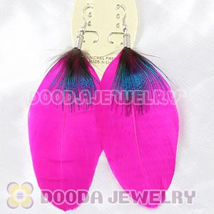 Wholesale Pink Tibetan Jaderic Bohemia Styles Big Flake Feather Earrings