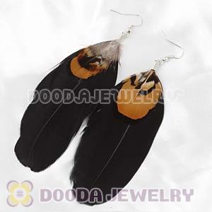 Long Black Tibetan Jaderic Bohemia Feather Earrings For Sale