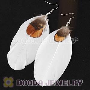 Long White Tibetan Jaderic Bohemia Feather Earrings For Sale
