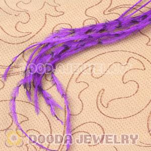 Purple Striped Ostrich Plumes Trim Feather Hair Extensions Wholesale