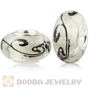 Painted Fluorescent European Glass Art Beads in 925 Silver Core