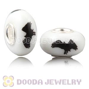 Painted Eagle European Lampwork Glass Art Beads in 925 Silver Core