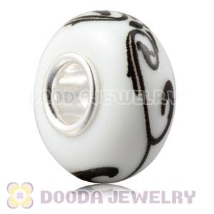 Painted European Lampwork Glass Art Beads in 925 Silver Core