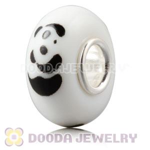 Painted Panda European Lampwork Glass Art Beads in 925 Silver Core