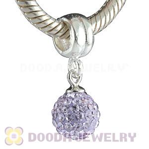 Sterling Silver European Charms Dangle Lavender Czech Crystal Beads