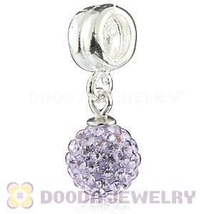 Sterling Silver European Charms Dangle Lavender Czech Crystal Beads