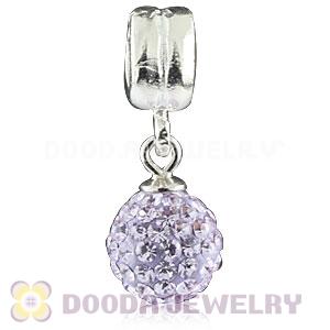 Sterling Silver European Charms Dangle Lavender Czech Crystal Beads