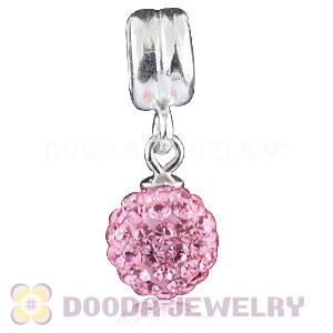 Sterling Silver European Charms Dangle Pink Czech Crystal Beads