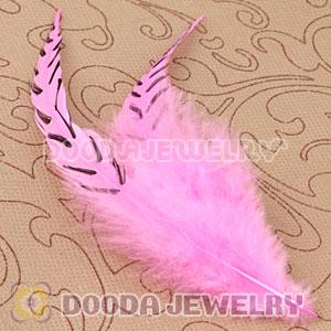 Natural Striped Pink Grizzly Rooster Feather Hair Extensions Wholesale