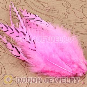 Natural Striped Pink Grizzly Rooster Feather Hair Extensions Wholesale