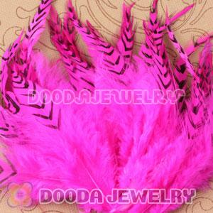 Natural Striped Magenta Grizzly Rooster Feather Hair Extensions Wholesale