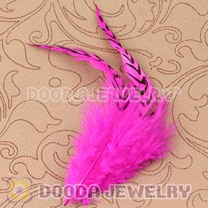 Natural Striped Magenta Grizzly Rooster Feather Hair Extensions Wholesale