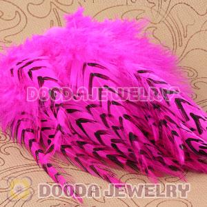 Natural Striped Magenta Grizzly Rooster Feather Hair Extensions Wholesale