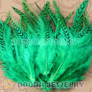 Natural Striped Lime Grizzly Rooster Feather Hair Extensions Wholesale