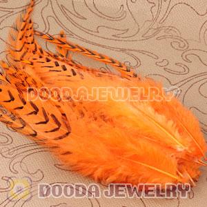 Natural Striped Orange Grizzly Rooster Feather Hair Extensions Wholesale