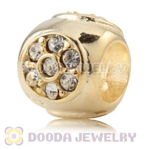 Gold Plated Sterling Silver Charm Beads With Clear Stones
