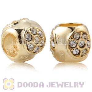 Gold Plated Sterling Silver Charm Beads With Clear Stones