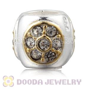 Gold Plated Sterling Silver Charm Beads With Clear Stones