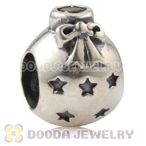 Sterling Silver Christmas Ball Beads With Olive Stone
