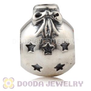 Sterling Silver Christmas Ball Beads With Pink Stone