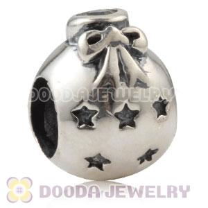 Sterling Silver Christmas Ball Beads With Clear Stone