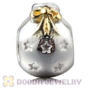 Gold Plated Sterling Silver Christmas Ball Beads With Orange Stone